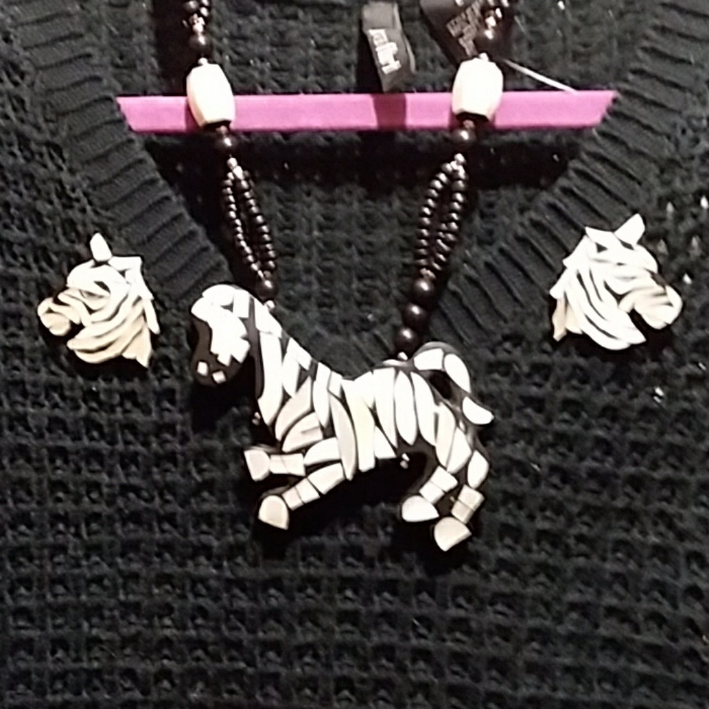 Zebra necklace and earrings